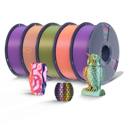 Multi-Color SILK 5KG Filament Bundle, 1KG per Roll, 5 Packs Bundle