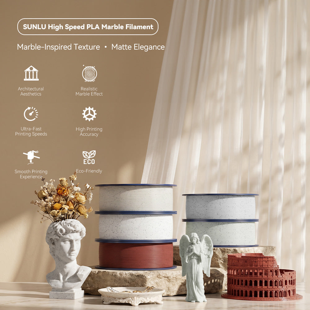 [MOQ: 3 Rolls] High Speed PLA Marble 3D Printer Filament 1KG