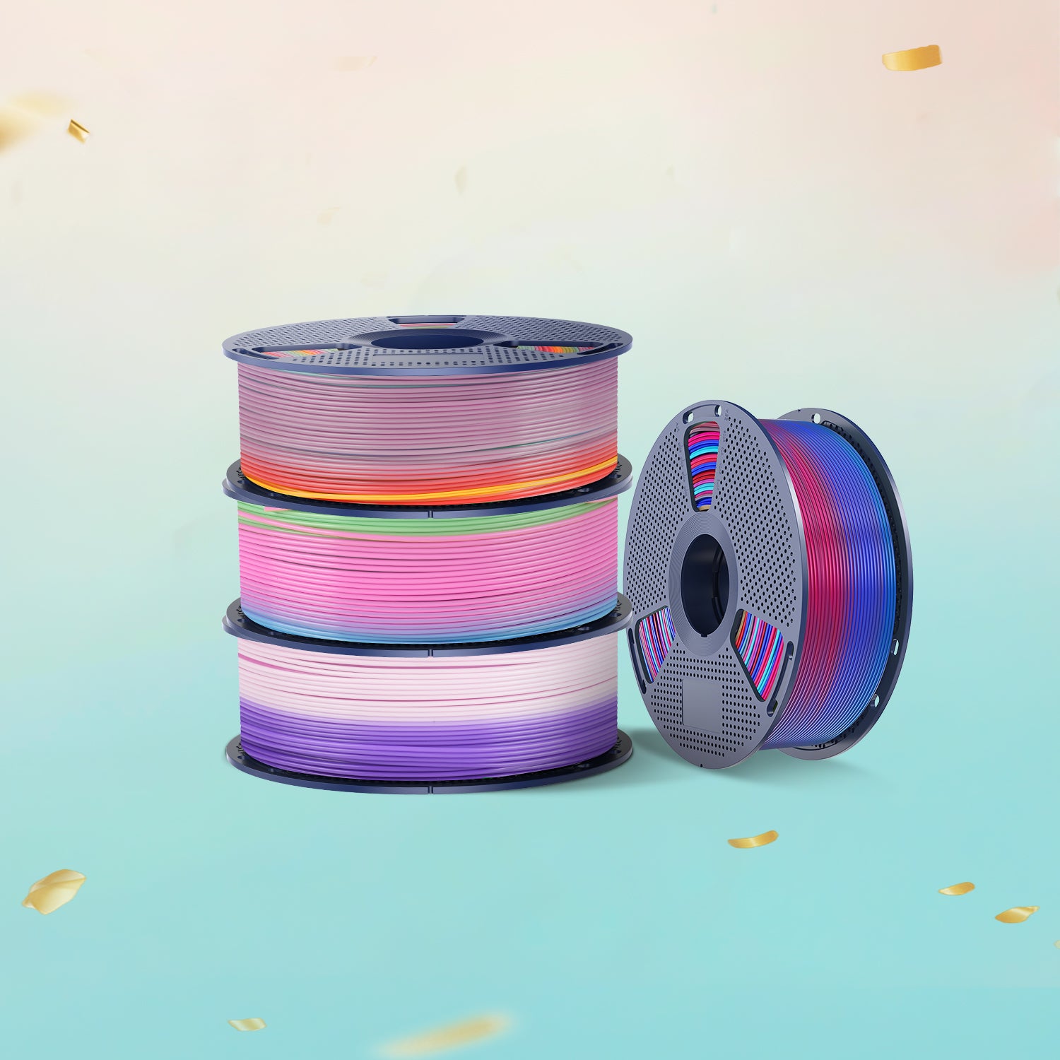 [Min. 3 Rolls] PLA Rainbow and PLA Transparent Rainbow and SILK Rainbow Filament 1KG