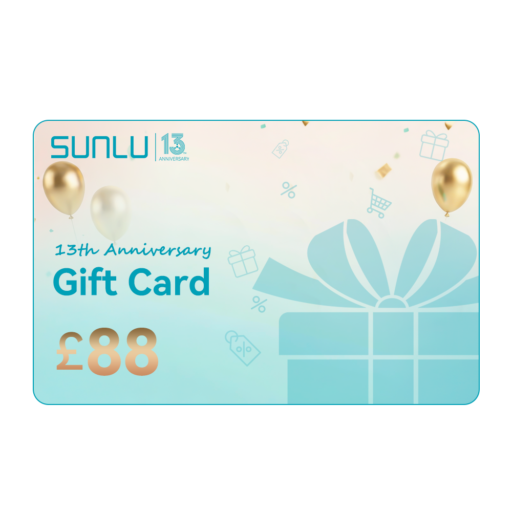 [2% OFF] SUNLU 13th Anniversary Gift Card, SUNLU UK Store Gift Card, Auto-discount applied at checkout