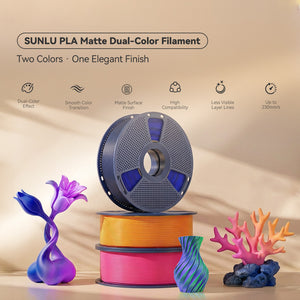 [MOQ: 3 Rolls] SUNLU PLA Matte Dual-Color 3D Printer Esthenic Filament 1KG, Seamless Two-Tone Shifts & Soft Matte Finish