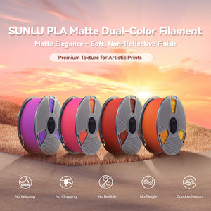 [MOQ: 3 Rolls] SUNLU PLA Matte Dual-Color 3D Printer Esthenic Filament 1KG, Seamless Two-Tone Shifts & Soft Matte Finish