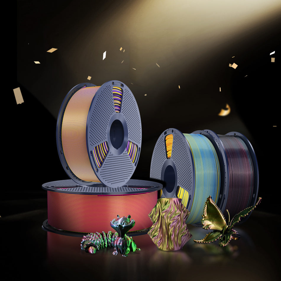 [MOQ: 3 Rolls] Multi-Color SILK Filament(Dual-Color, Tri-Color and Four-color) 1KG